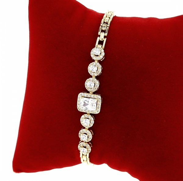 59jBransoletka elegancka cyrkonia złota 19cm pozłacana 14k Xuping