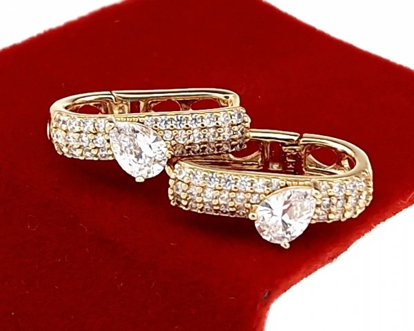 3882 Kolczyki złote cyrkonia pozłacane 18k Xuping wiszące