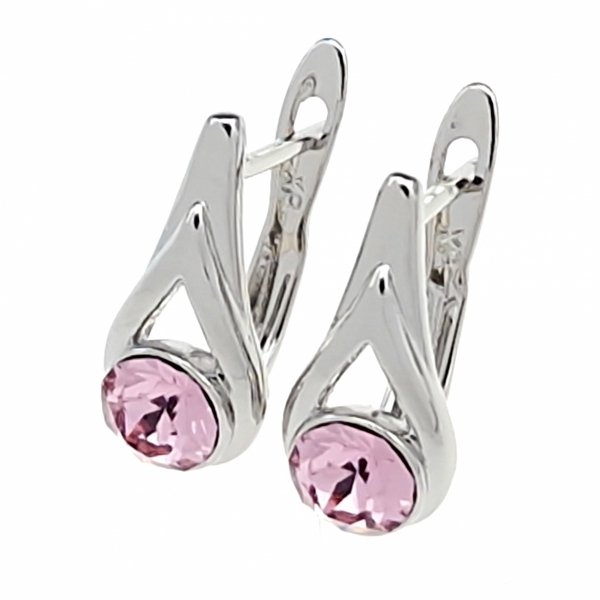 1504 Srebrne kolczyki Austrian Crystal pozłacane białym złotem wiszące