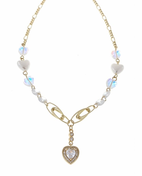 816 Złoty łańcuszek naszyjnik 40+5cm pozłacany 14k serce 