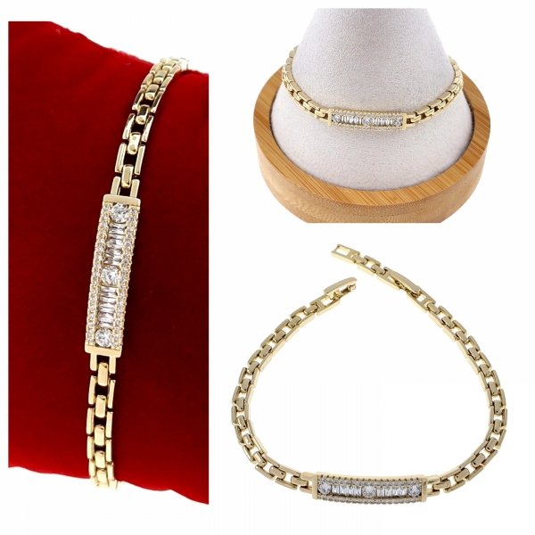 2291 Bransoletka elegancka złota 18+2,5cm pozłacana 14k Xuping cyrkonie