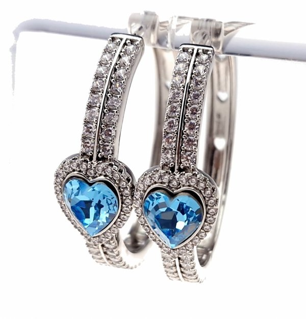 3440 Kolczyki srebrne pozłacane białym złotem wiszące koła 3,5cm Austrian Crystal