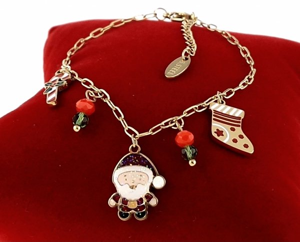 1011 Bransoletka złota świąteczna 17+3cm stal chirurgiczna święta Boże Narodzenie prezent