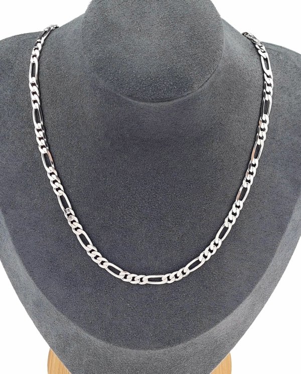 985c Srebrny łańcuszek 55cm 5mm pozłacany białym złotem Xuping figaro 