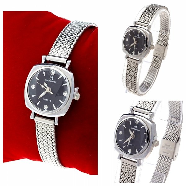 1961 Ekskluzywny damski srebrny zegarek błyszczący cyrkonie klasyk