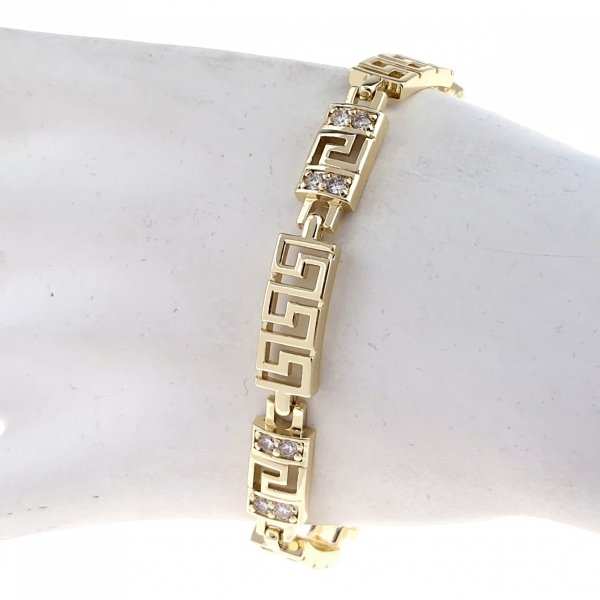 4375 Bransoletka elegancka złota 17+2cm pozłacana 14k wzór grecki 