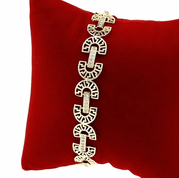 2027 Bransoletka złota elegancka cyrkonie 20cm pozłacana 14k Milan