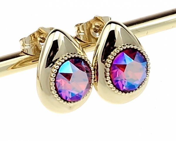 3898 Kolczyki złote Austrian Crystal cyrkonia pozłacane 14k Xuping wtyczki 