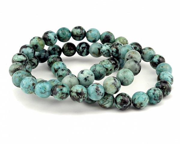 0312 Turkus afrykański kamień naturalny kula 6mm sznur 38cm