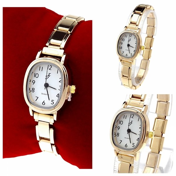 2932 Zegarek złoty na gumce modułowy stal nierdzewna rozciągliwy