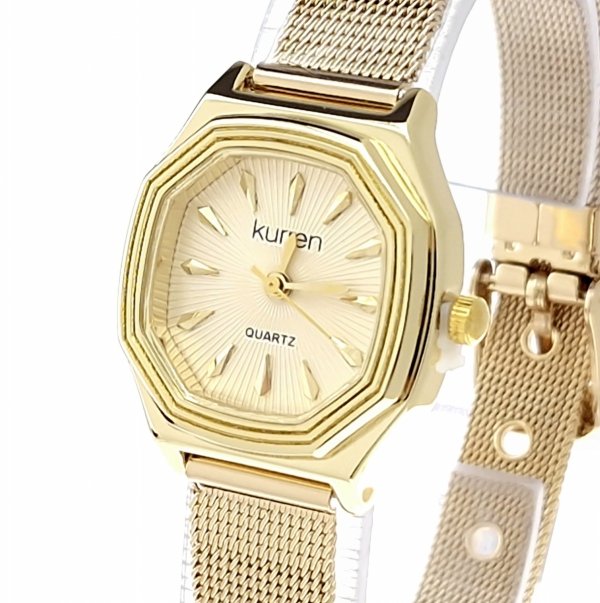 4414 Zegarek damski złoty stal chirurgiczna Kurren elegancki klasyk