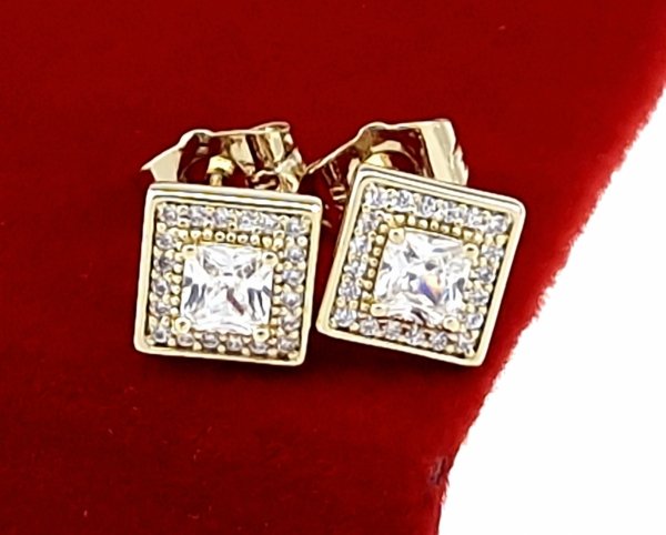 2875 Kolczyki złote pozłacane cyrkonie wtyczki 14K Xuping