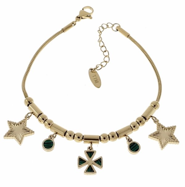 4859 Bransoletka złota 17+3 stal chirurgiczna 316L nierdzewna