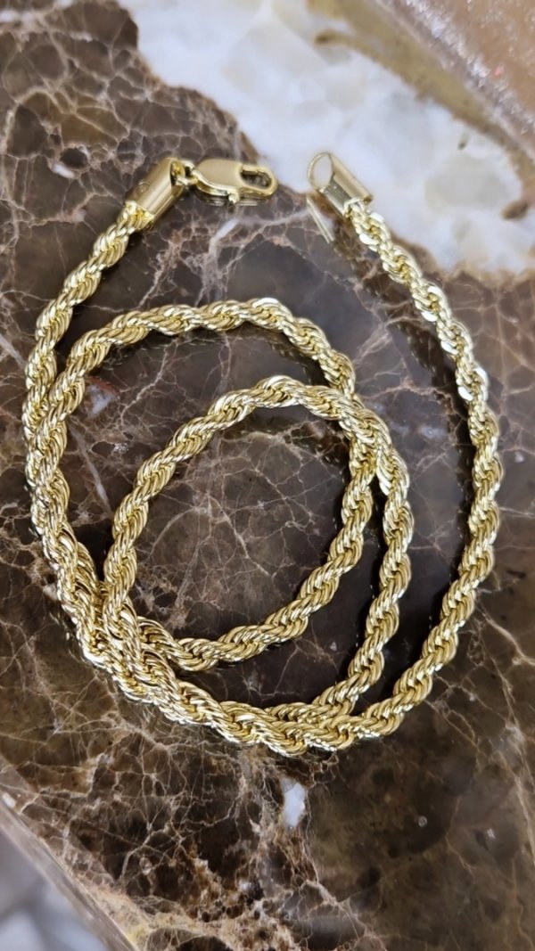0132 Złoty łańcuszek 60cm naszyjnik pozłacany 14K splot korda