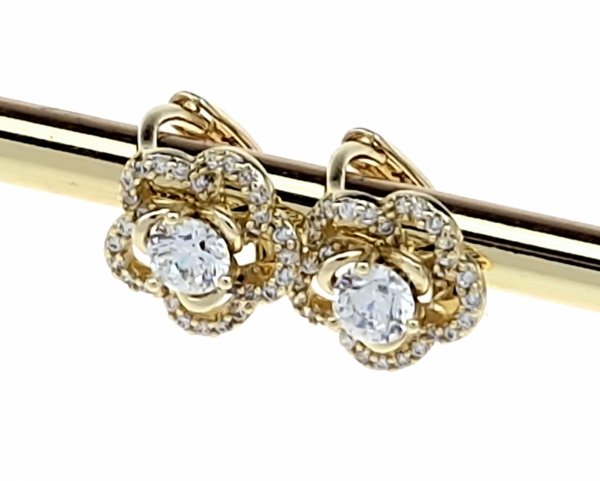 2369 Kolczyki złote pozłacane cyrkonie wiszące 14K Xuping kwiatki