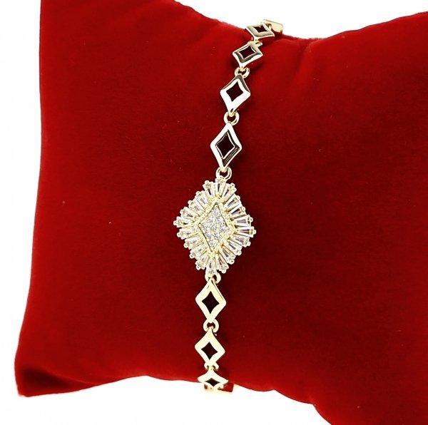 4339 Bransoletka złota elegancka cyrkonie 19cm pozłacana 14k Aisadi
