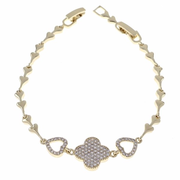 4052 Bransoletka elegancka złota 17+2cm pozłacana 14k koniczyna marokańska