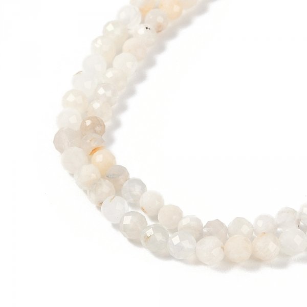 2100a Naturalny biały kamień księżycowy, fasetowane, okrągłe, 4~4,5 mm, otwór: 0,7 mm, około 88~107 szt./sznurek