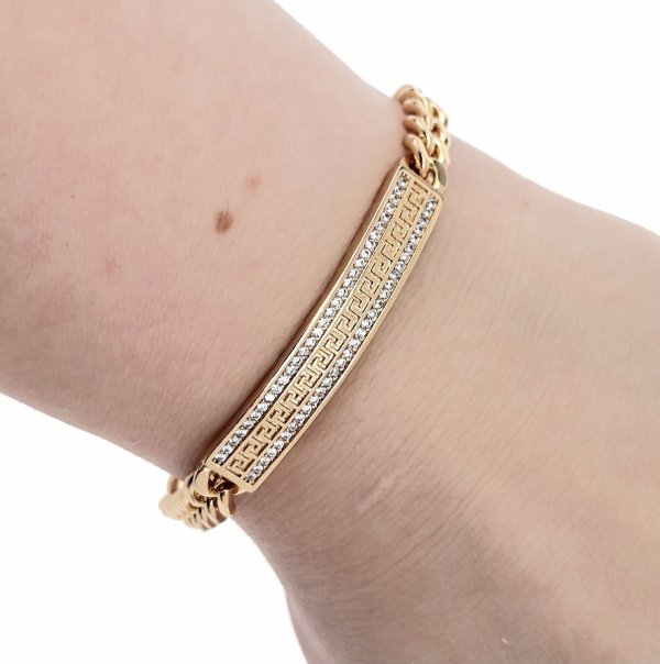 3314 Bransoletka złota cyrkonie pozłacana 18k 19cm 7mm Xuping 
