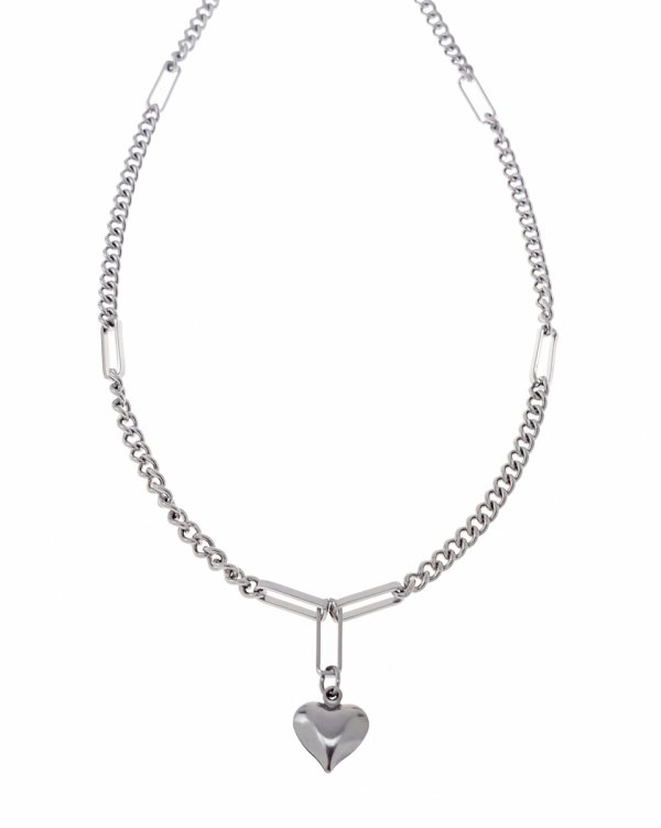 2489a Srebrny naszyjnik 40+5cm stal chirurgiczna 316L nierdzewna serce