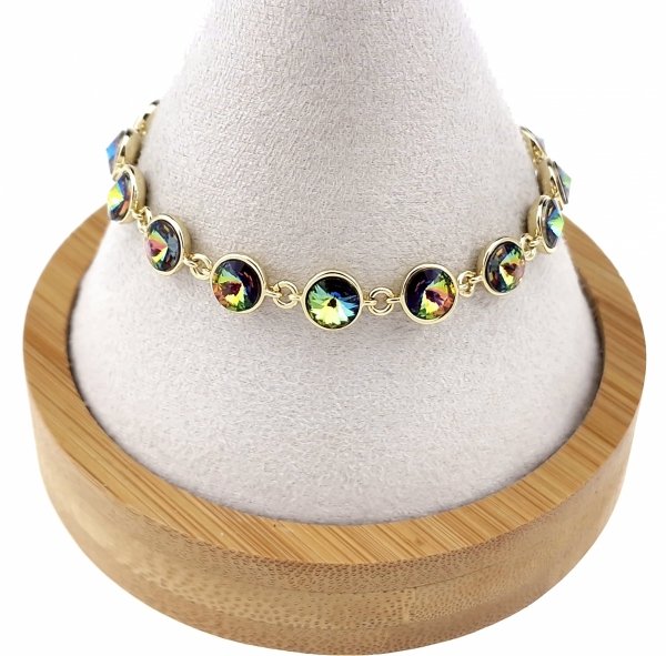 405d Bransoletka elegancka Austrian Crystal złota cyrkonie 17+3 pozłacana 14k Xuping