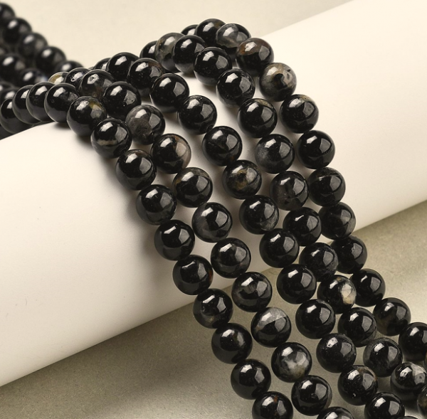 2699b Turmalin czarny kamień naturalny kula 6mm sznur 39cm