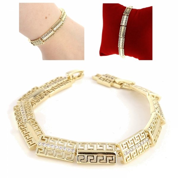 533c Bransoletka złota elegancka 19cm cyrkonie pozłacana 14k Viki Lady