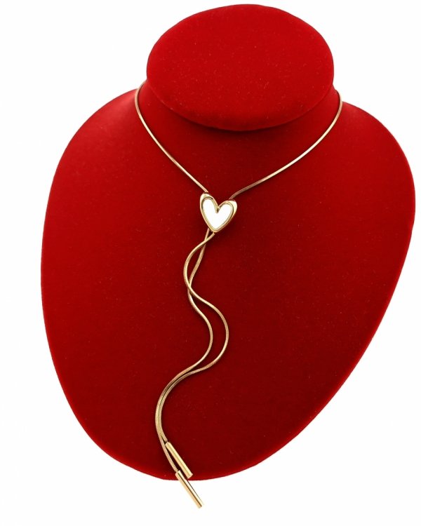 1925d Złoty łańcuszek naszyjnik 80cm stal chirurgiczna 316L regulacja serce