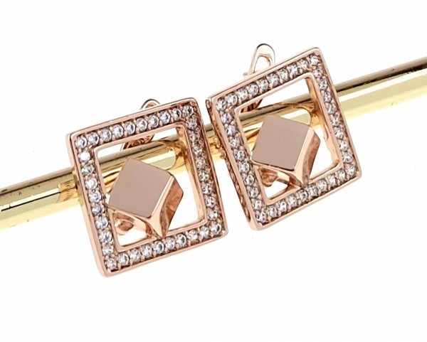 980 Złote kolczyki cyrkonie pozłacane rose gold Xuping wiszące 