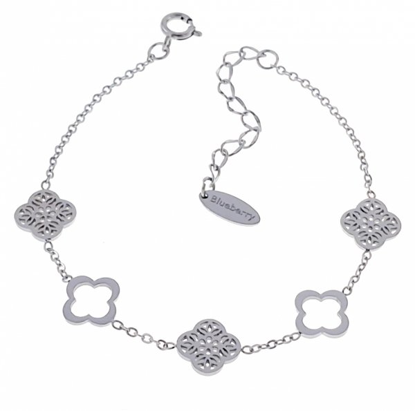 @3586 Bransoletka srebrna 15+3 stal chirurgiczna Blueberry celebrytka