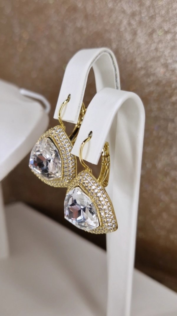 4181 Kolczyki złote pozłacane Austrian Crystal wiszące 14K cyrkonie Xuping 