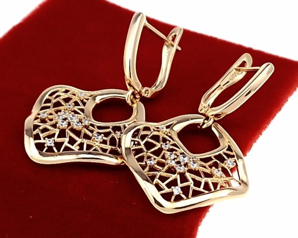 4468 Kolczyki złote cyrkonia pozłacane 18k Xuping wiszące