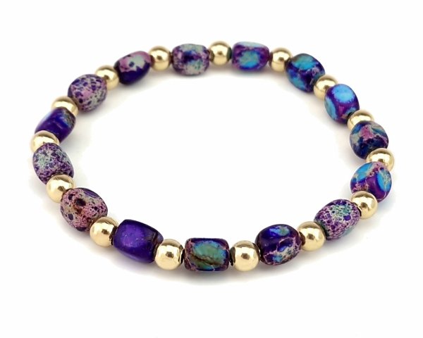 1328f Bransoletka kamień naturalny jaspis cesarski na gumce jubilerskiej