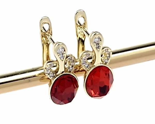 2566 Kolczyki złote pozłacane cyrkonie wiszące 14K Xuping Austrian Crystal