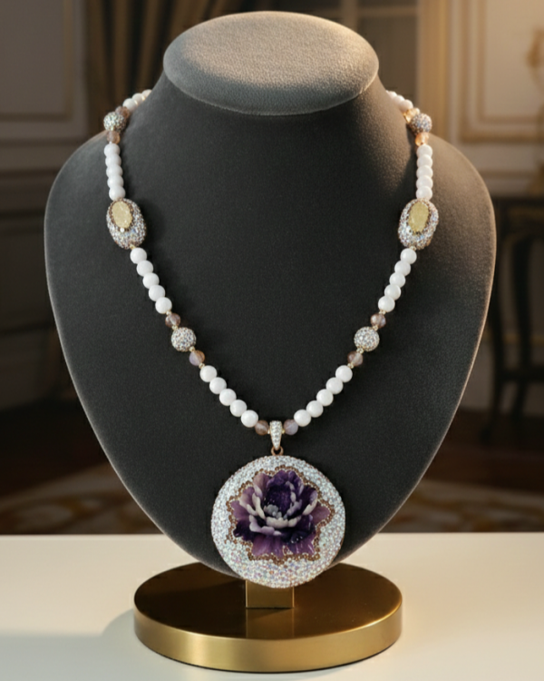 2998 Naszyjnik kamienie naturalne 65+5cm pozłacany 14k