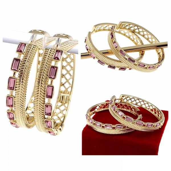 181b Kolczyki złote pozłacane Austrian Crystal wiszące 14K cyrkonie Xuping 