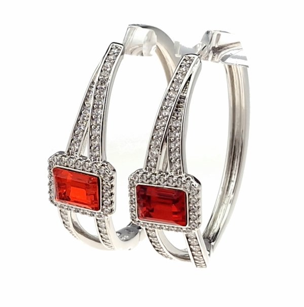 1449 Kolczyki srebrne pozłacane białym złotem wiszące koła 3,5cm Austrian Crystal