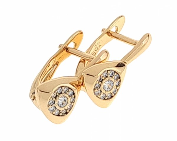 042 Złote kolczyki pozłacane cyrkonie 18k Xuping wiszące 