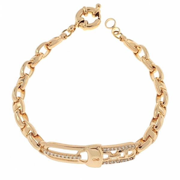 3161 Bransoletka złota cyrkonie 19cm pozłacana 18K Xuping
