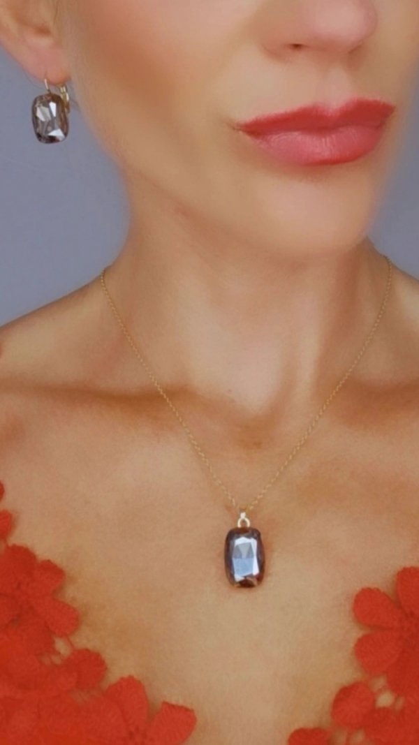 388c Kolczyki złote Austrian Crystal cyrkonia pozłacane 14k wiszące