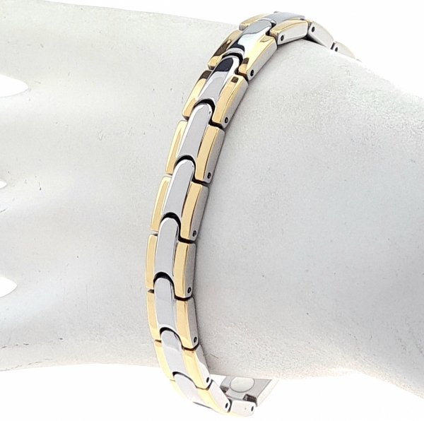 2541 Bransoletka srebrna złota 21cm stal chirurgiczna szeroka
