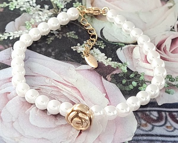 2608 Bransoletka złota 17+3 pozłacana 18k Xuping perły