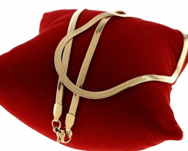 1736D Złoty łańcuszek naszyjnik 55cm stal chirurgiczna 316L celebrytka żmijka