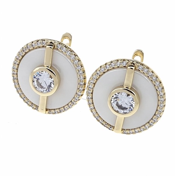 3305 Kolczyki złote pozłacane wiszące 14K cyrkonie 