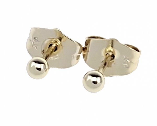 088 Kolczyki złote pozłacane wtyczki 14K Xuping kulki 3mm