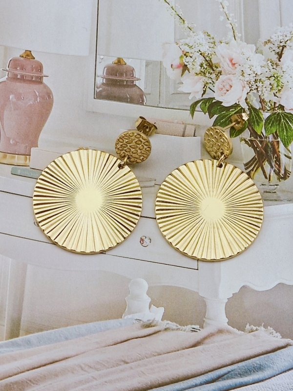 3689 Kolczyki złote stal chirurgiczna celebrytki wiszące 