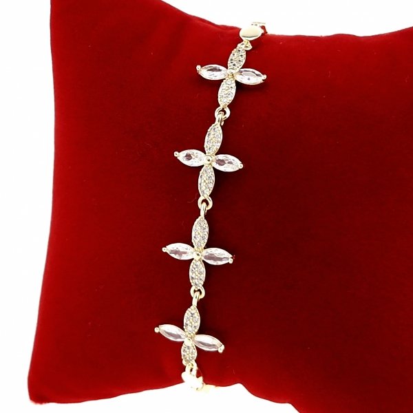 4432 Bransoletka złota elegancka cyrkonie 19cm pozłacana 14k Aisadi