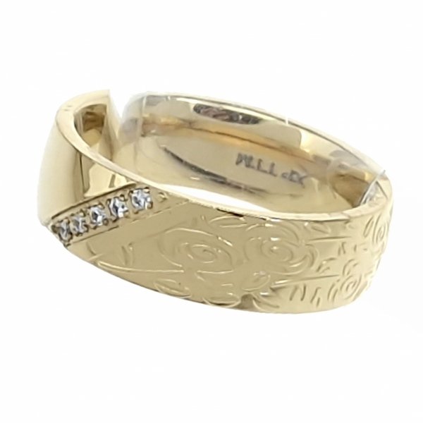 59B Pierścionek złoty stal chirurgiczna nierdzewna 316L cyrkonie