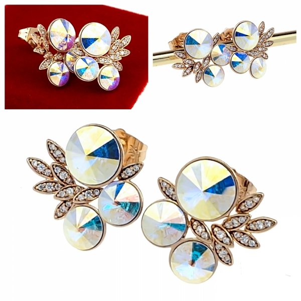 0286 Kolczyki złote Austrian Crystal cyrkonia pozłacane 18k Xuping wtyczki