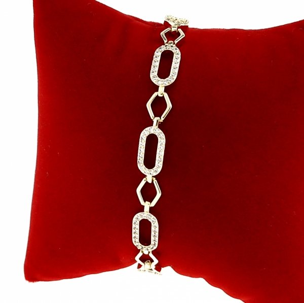 4664 Bransoletka złota elegancka cyrkonie 19cm pozłacana 14k Aisadi